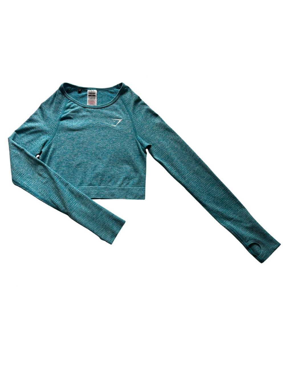 Gymshark Teal Blue Vital Seamless Long Sleeve Crop Top | Women’s Size M